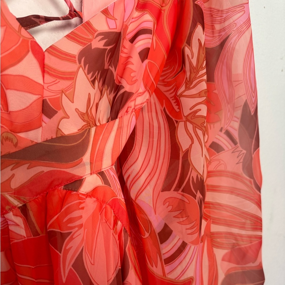 Elegant Orange Floral Midi Dress - Picture 6 of 16